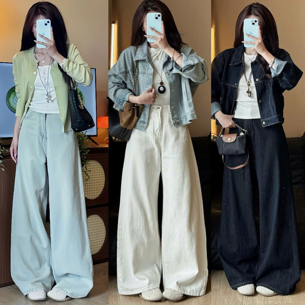 Quần Jean Trắng Ống Suông Rộng 31-33cm MIAA Cạp Cao Tôn Dáng , Quần Bò Trắng Ống Rộng Đủ Size Cực Tôn Dáng | BigBuy360 - bigbuy360.vn