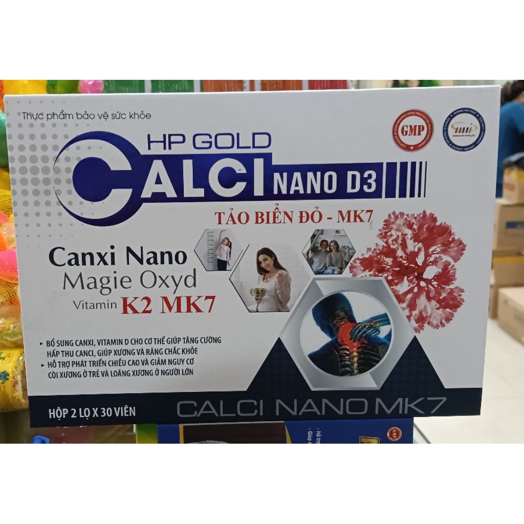 Viên Uống Calci Nano D3 Tảo Biển Đỏ MK2 (hộp 2lọ 60 viên)