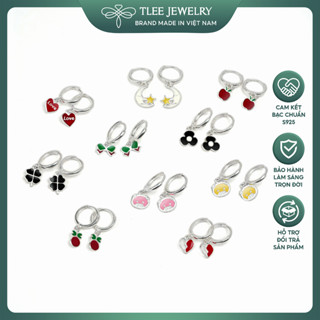  Khuyên tai bạcTLEE khuyên trẻ con dáng tròn chốt bấm treo tua nhiều hình xinh xắn đáng yêu TLEE JEWELRY B0638 