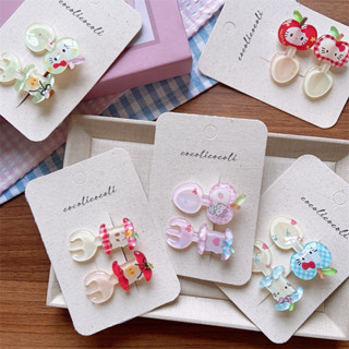  Set kẹp tóc mái hình trái cây mèo Kitty màu sắc dễ thương thời trang mới 2025 