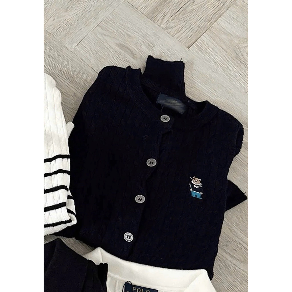 Áo Len Nữ Cardigan Thêu Hình Gấu Sọc Ngang Dài Tay Form Rộng  Hàn Quốc Siêu Hot 2025 TH13 | BigBuy360 - bigbuy360.vn