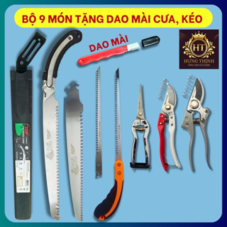  Bộ dụng cụ làm vườn 9 món: Kéo cắt cành SK5 Nhật kéo tỉa cây cảnh và cưa gỗ cầm tay sắc nét. 