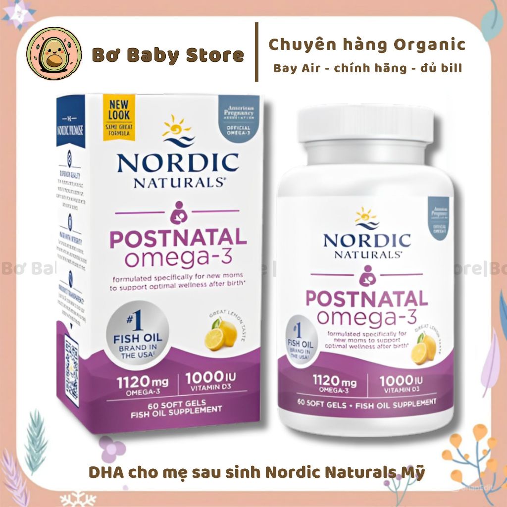 DHA cho mẹ sau sinh Postnatal DHA Nordic Naturals Mỹ 60 viên ( Bay Air - Đủ Bill )