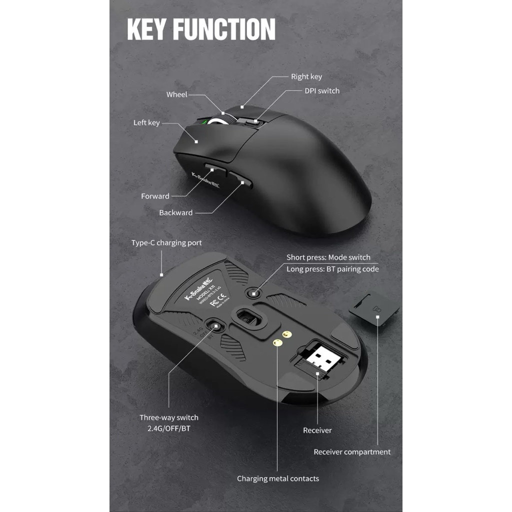 Chuột không dây K-snake X11Pro dock sạc 3 mode paw 3311 pin 300ma | BigBuy360 - bigbuy360.vn