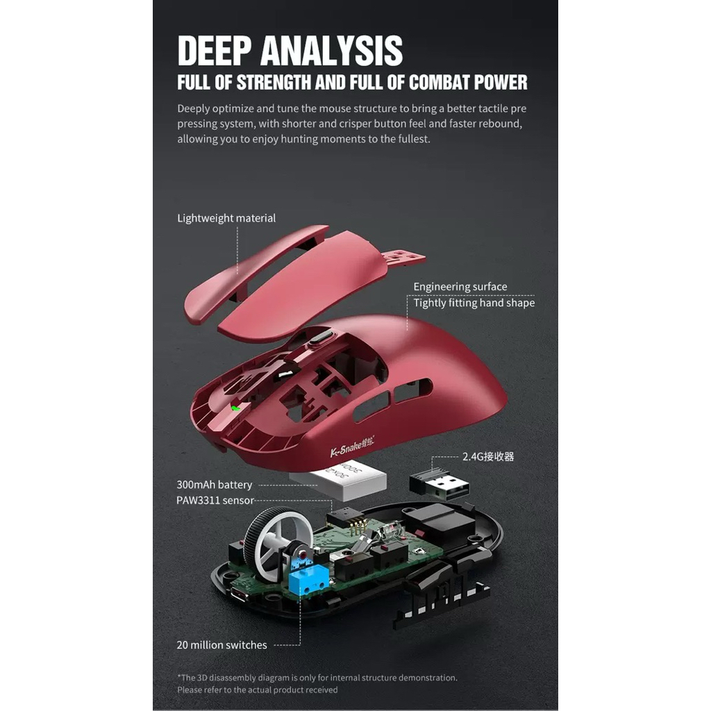Chuột không dây K-snake X11Pro dock sạc 3 mode paw 3311 pin 300ma | BigBuy360 - bigbuy360.vn