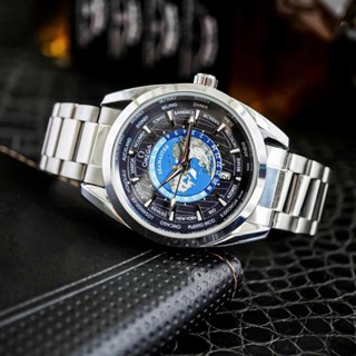  Đồng hồ cơ nam OMG Seamaster Size 40 vỏ máy dây đeo đúc nguyên khối có lịch ngày dạ quang 