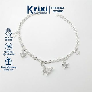 Lắc tay bạc s925 Krixi Silver vòng tay bạc nữ charm hình bướm kết hợp ngôi sao 17LT06 
