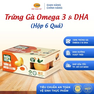 Trứng gà omega 3 DHA từ V.FOOD Hộp 6 quả giàu dinh dưỡng hỗ trợ trí não, tim mạch, mắt sáng