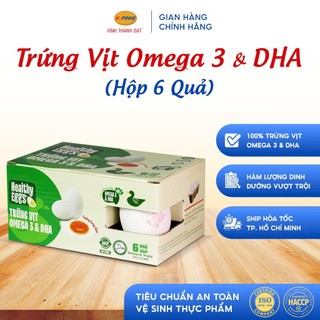 Trứng vịt omega 3 DHA hộp 6 quả từ V.FOOD, trứng lòng đỏ sạch giàu dưỡng chất