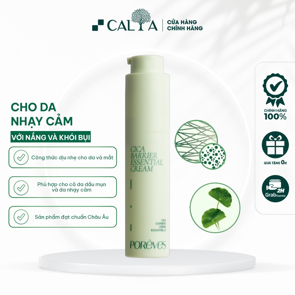 Kem Dưỡng Porêves Phục Hồi, Làm Dịu, Ngừa Kích Ứng - Poreves Cica Barrier Essential Cream 50ml