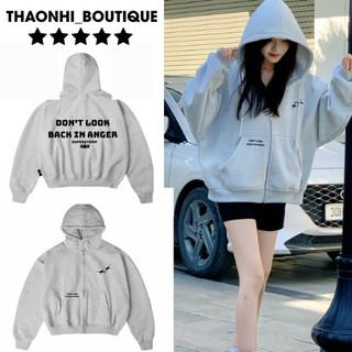  Áo Hoodie Zip Nỉ Form Rộng Unisex – Hoodie Có Nón In Chữ DON’T LOOK BACK IN ANGER 