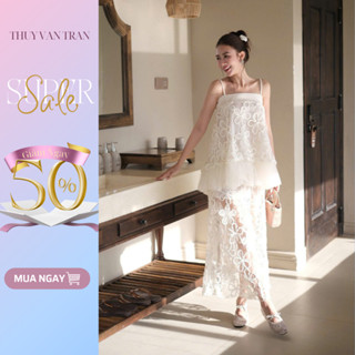 Set 2 dây ren hoa phối lưới mix chân váy dáng dài THUYVANTRAN