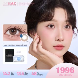 1996 Lens cận mắt kính áp tròng màu nâu pha xám tự nhiên 3 tháng DIA 14.2mm có độ 0-8 DABAE