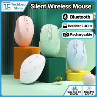 Chuột Không Dây Gọn Nhẹ Sạc Pin - Click Siêu Tĩnh Âm, 2 Chế Độ Bluetooth 5.2 & USB 2.4G, 3 Mức DPI