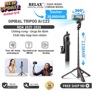  Gimbal Xoay 360 Độ AI C22 Tripod Điện Thoại Livestream Chụp ảnh chống rung xoay theo vật thể 