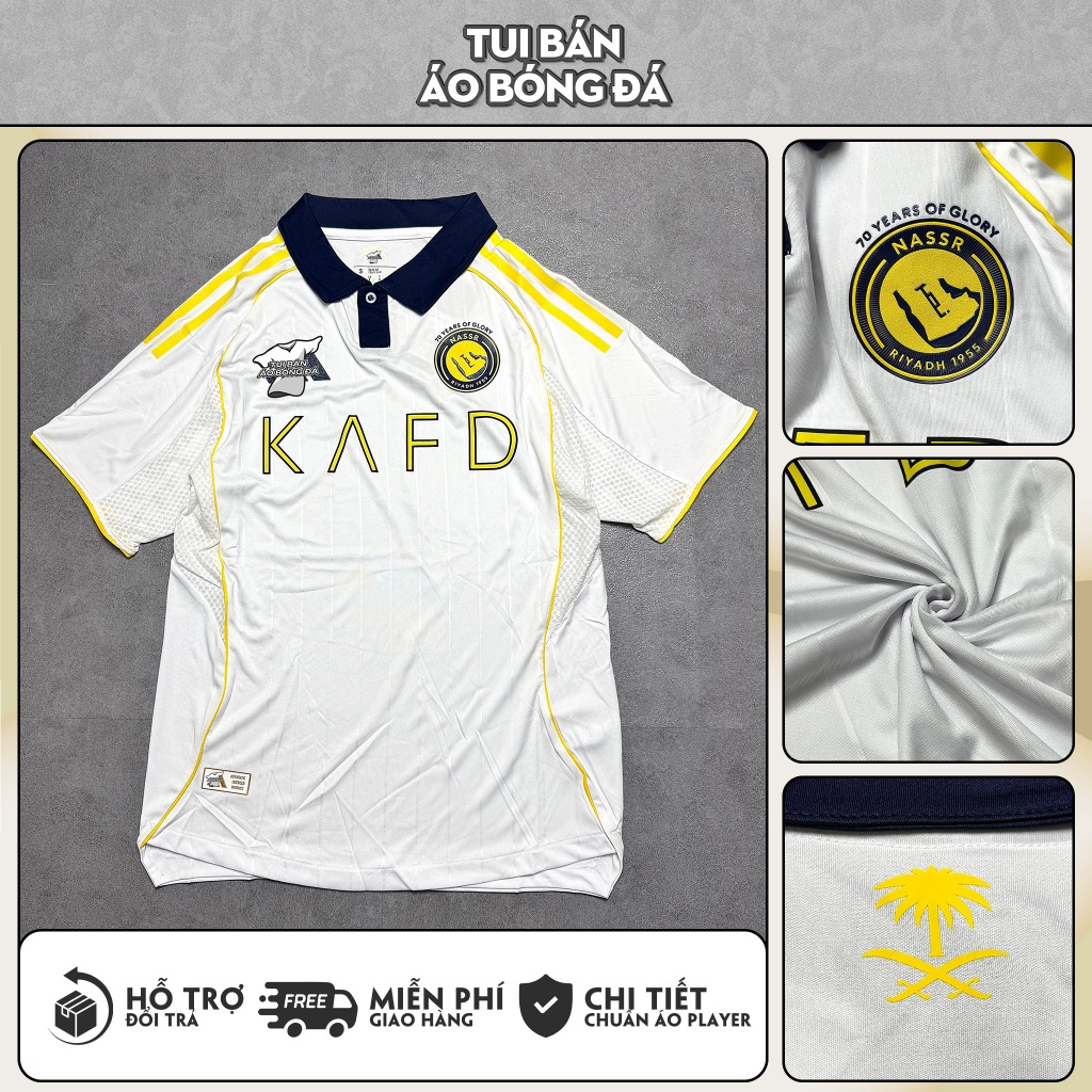 Áo Al Nassr Polo Trắng 2025/26 | Áo Bóng Đá Bản Chuẩn Player Cao Cấp