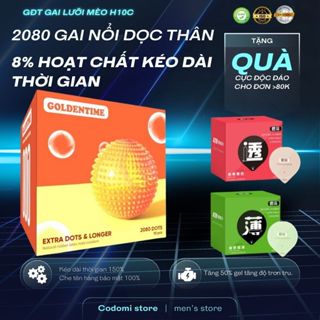  Bao cao su GOLDENTIME gai lưỡi mèo  kéo dài thời gian cực siêu mạnh Size 52mm Hương dâu Hộp 10 bcs 