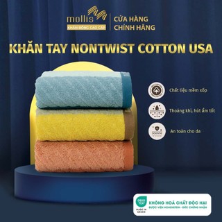 Khăn tay mollis cotton nontwist 34x50cm khăn cao cấp sợi không se thấm hút mau khô x3 lần dùng gia đình thể thao hmn1