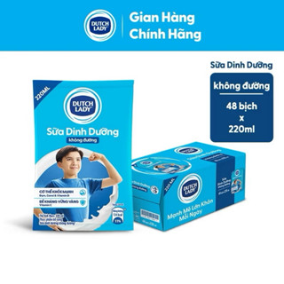 Thùng 48 bịch Sữa dinh dưỡng Dutch Lady Cô gái hà lan Không đường   - 220ml ( giá trừ Km )