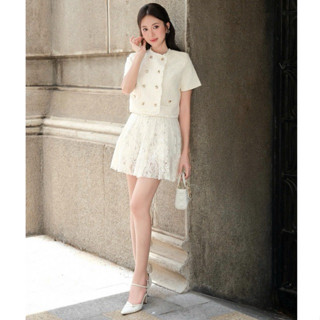 set áo chân váy ren dệt cao cấp HOIVU Coco