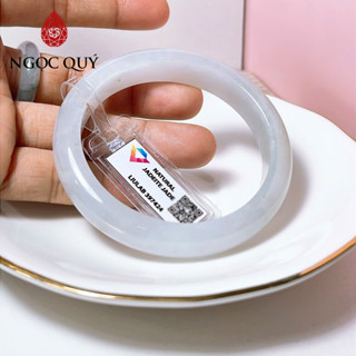  Vòng cẩm thạch A Myanmar - Ngọc phỉ thúy type A bạch ngọc sái kim chất nếp băng ni 54 - 58  kèm kđ type A  - Ngoc Quý 