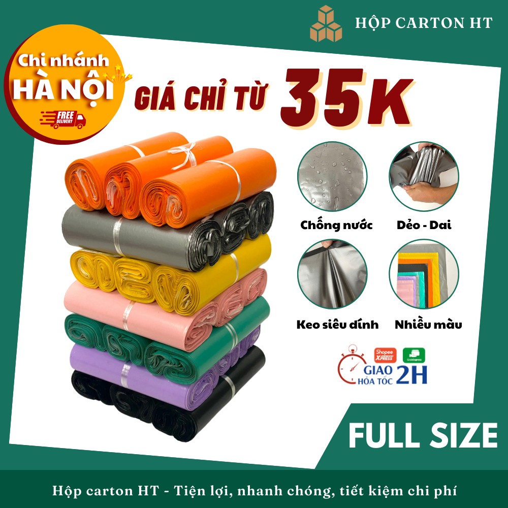Túi niêm phong đóng hàng, gói hàng đầy đủ kích thước, đủ màu 1kg siêu dai, siêu bền giá rẻ -HT PLUS