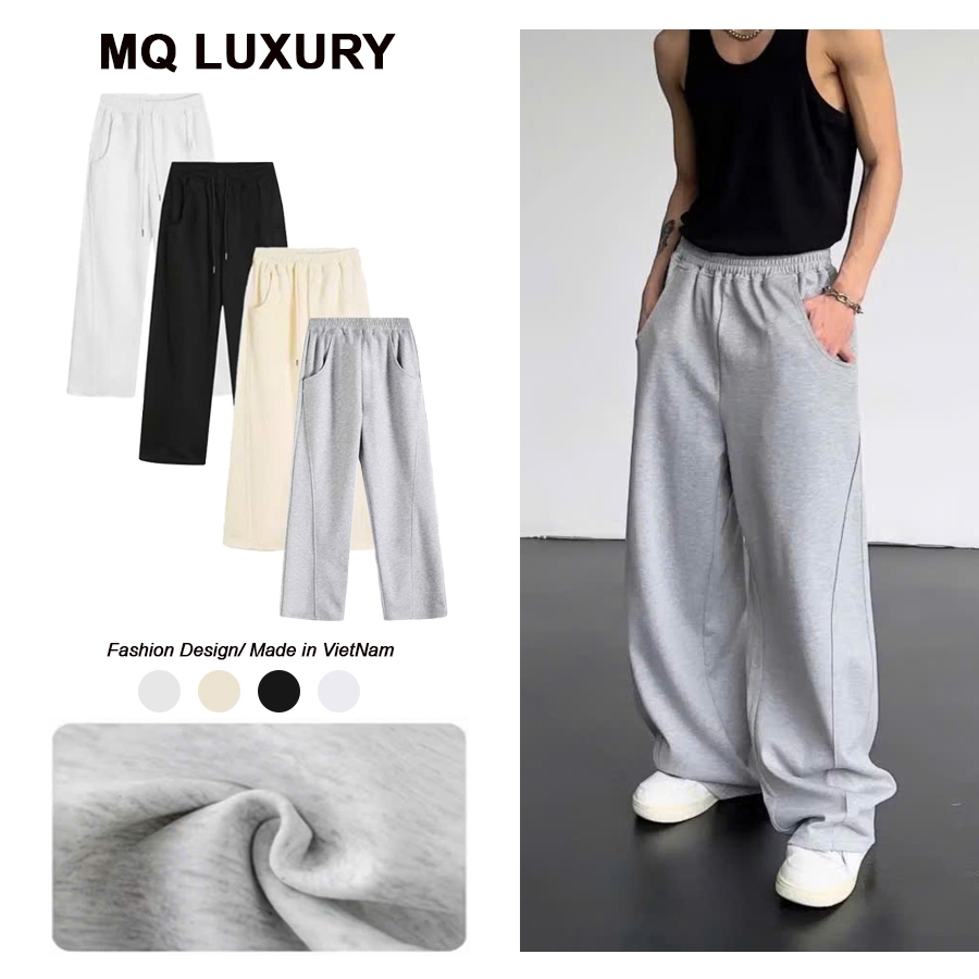 Quần Dài Form Rộng Vải Nỉ 2 Da Unisex Nam Nữ, Đứng Form Co Giãn Tốt MQ LUXURY 68