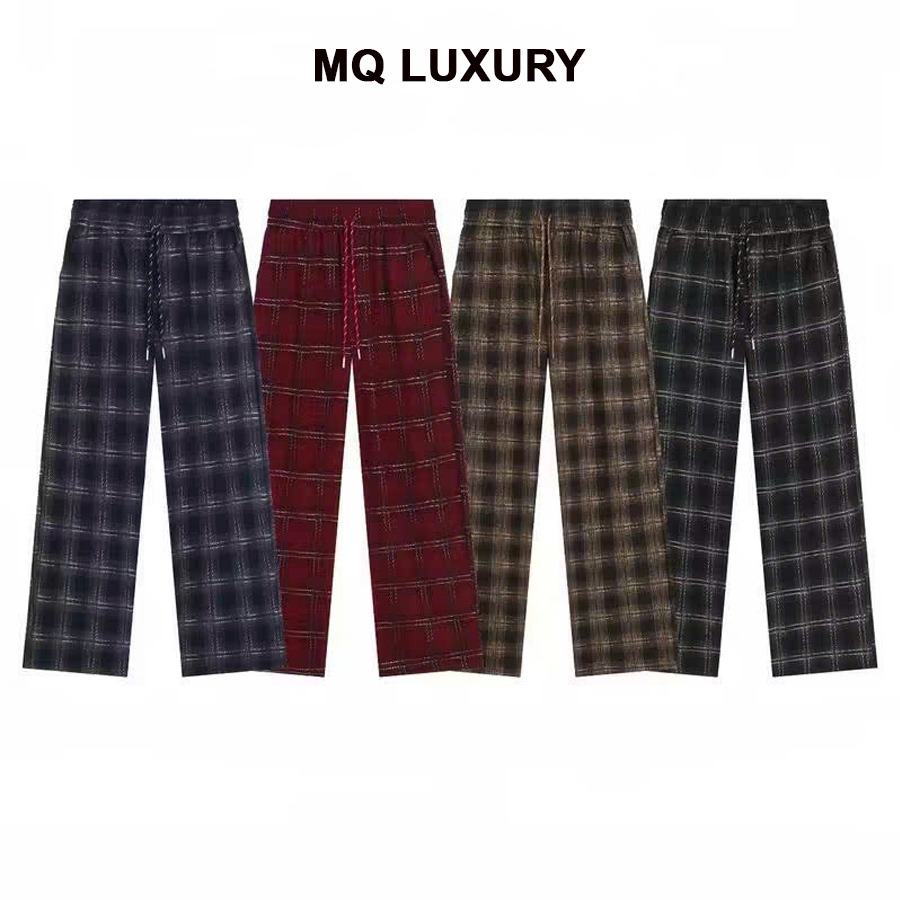 Quần Sọc Caro Ống Rộng Nam Nữ Vải Dạ Nhung Dầy Dặn, Cá Tính Thời Trang, Phong Cách Hàn MQ LUXURY