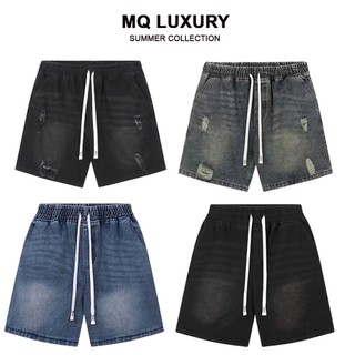  Quần Short Jean xước Nam Form Trên Gối Hack Dáng Cạp Chun Co Giãn Thoải Mái Dễ Chịu 