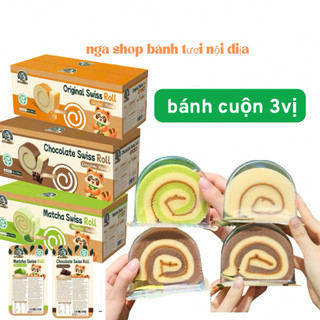 1 THÙNG 1KG 3 vị cuộn trà xanh , sô-cô-la, nguyên bản bông Lan mềm mịn đate mới