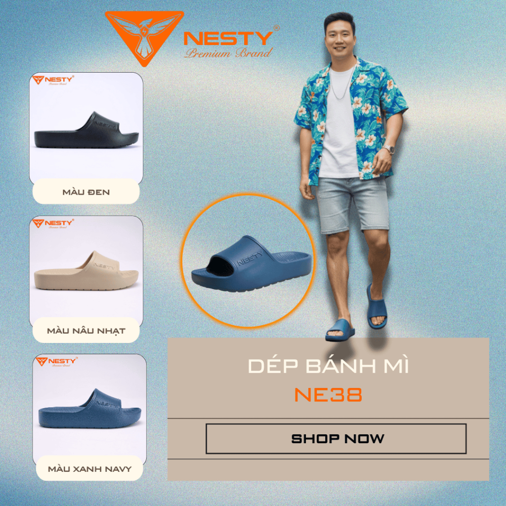 [CHÍNH HÃNG] Dép Bánh Mì Đúc Nguyên Khối EVA thương hiệu Nesty NE38