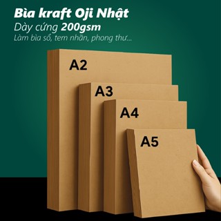  100 tờ Giấy kraft A4 bìa cứng 200gsm làm thiệp tem nhãn phong thư... Giấy xi măng Nhật Oji A5 A3 A2 làm hộp kraft 