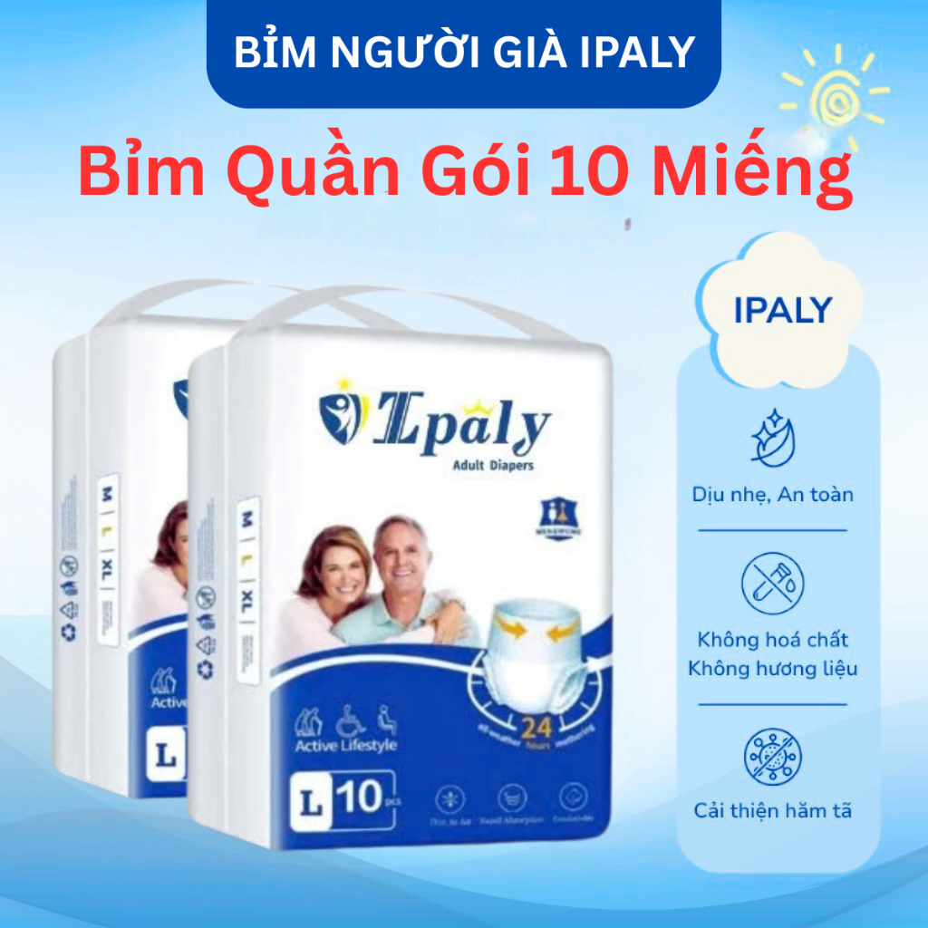 Bỉm quần người già Ipaly đủ size M10-L10-XL10