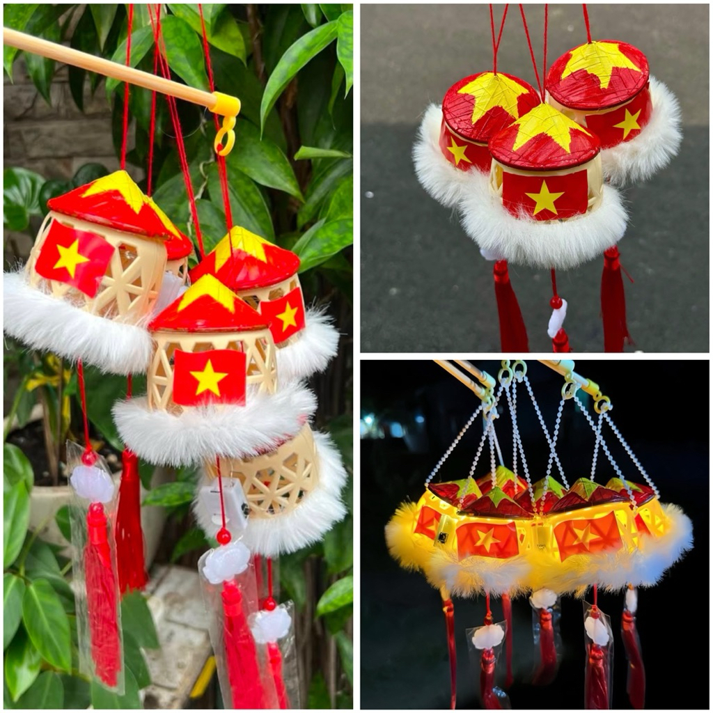 Đèn Lồng Nón Lá Cờ Đỏ Sao Vàng Việt Nam Trang Trí Trung Thu 2025, Đèn Trung Thu Yêu Nước Trang Trí Quốc Khánh 2/9