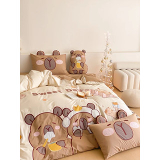 Bộ chăn ga gối COTTON LINEN Capy Bara 5 món cho bé yêu
