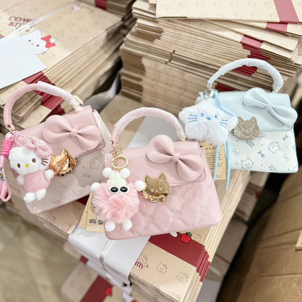 [ SẴN & ẢNH THẬT FULLBOX] Túi Cầm Tay Kèm Charm & Nơ Size 22cm