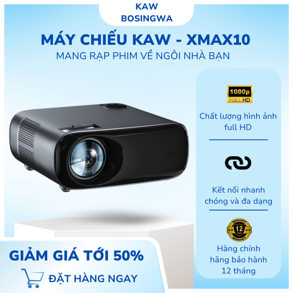 Máy chiếu XS1-XMAX10 chính hãng hệ điều hành android, hỗ trợ video 4K, Bảo hành 12 tháng