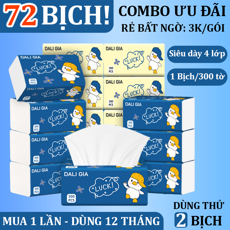 【COMBO 72 GÓI SIÊU TIẾT KIỆM】Khăn Giấy Để Bàn DALI 4 Lớp - 300 Tờ - Không Mùi, An Toàn Cho Mẹ và Bé