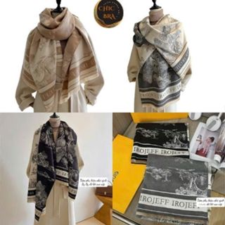 [ CAO CẤP ] Khăn Dạ Choàng Cổ Cashmer IROJEF Dệt Hoa, Khăn Len Ấm Áp Hai Mặt Sang Trọng Khổ Lớn 65 x 185cm mã K9