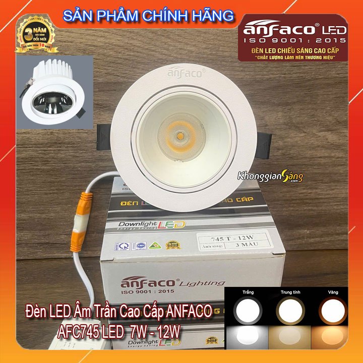[CHÍNH HÃNG] ĐÈN LED ÂM TRẦN CHỈNH HƯỚNG THÂN NHÔM CAO CẤP ANFACO AFC745 7W - 12W