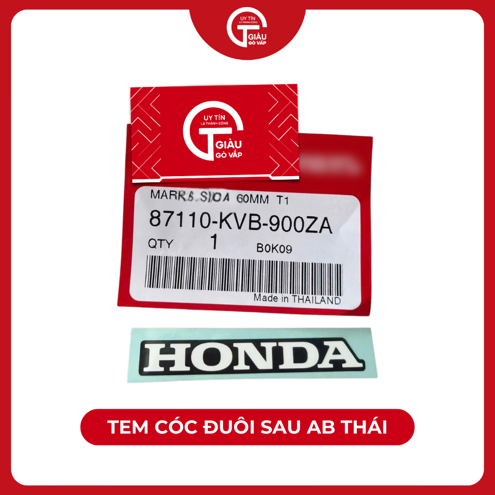 Phụ Tùng Tem Cóc Đuôi Sau - Tem Mặt Nạ Chữ Xe Air Blade AB 110 Thái HD Thái Lan