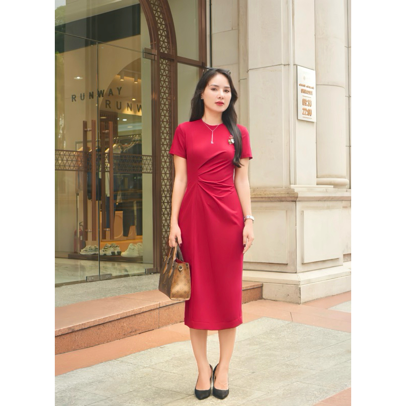 [HOÀNG THỊ ] Đầm Body Xếp Ly Eo Tôn Dáng Thanh Lịch Chuẩn Style Công Sở Và Dự Tiệc