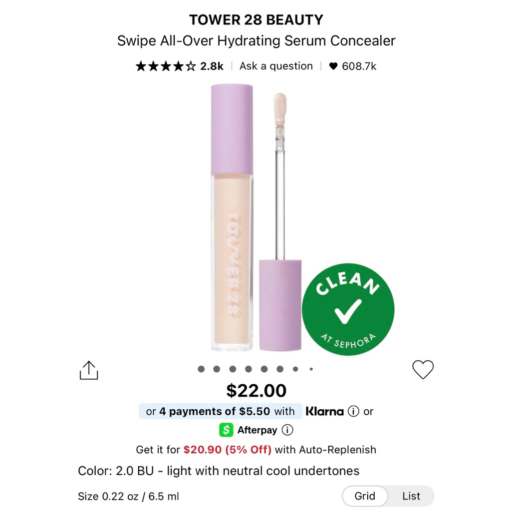 Che khuyết điểm Tower 28 Beauty Swipe All-Over Hydrating Serum Concealer 6,5ml