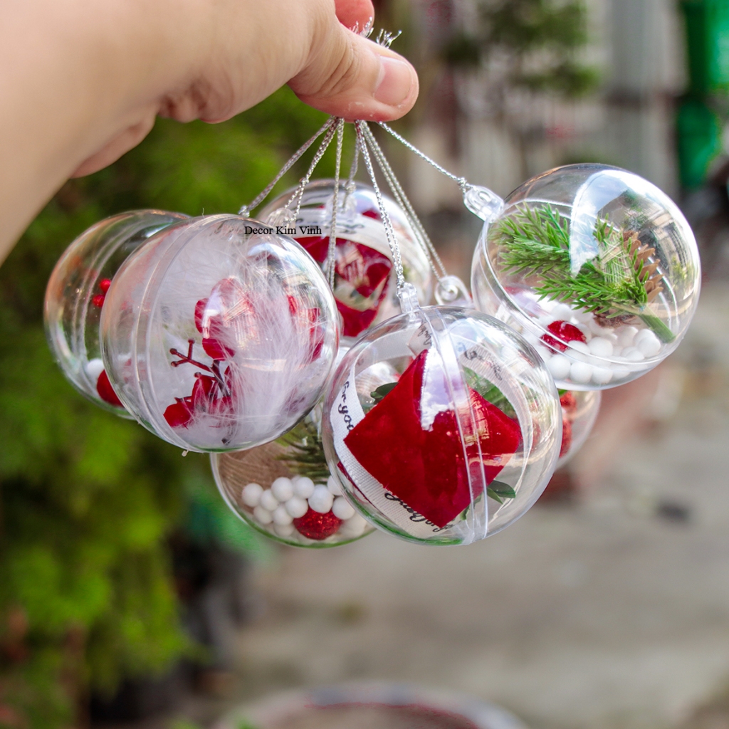 Set 12 Quả Châu E107 6cm Dễ Thương Trang Trí Noel Giáng Sinh