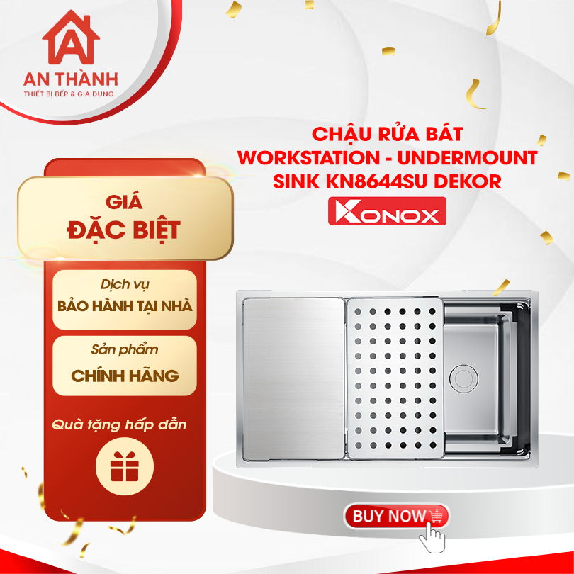 Chậu rửa bát Konox Workstation - Undermount Sink KN8644SU Dekor bảo hành chính hãng + TẶNG VÒI