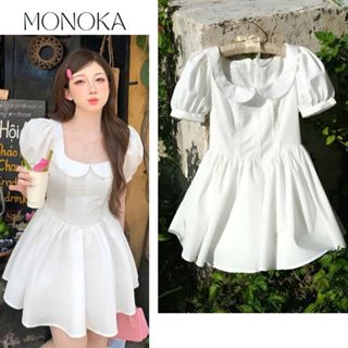 Váy cổ vuông tay bồng cộc dáng ngắn xòe tôn eo bánh bèo nữ tính trẻ trung Đầm tiểu thư cổ sen cộc tay dáng baby T1385G