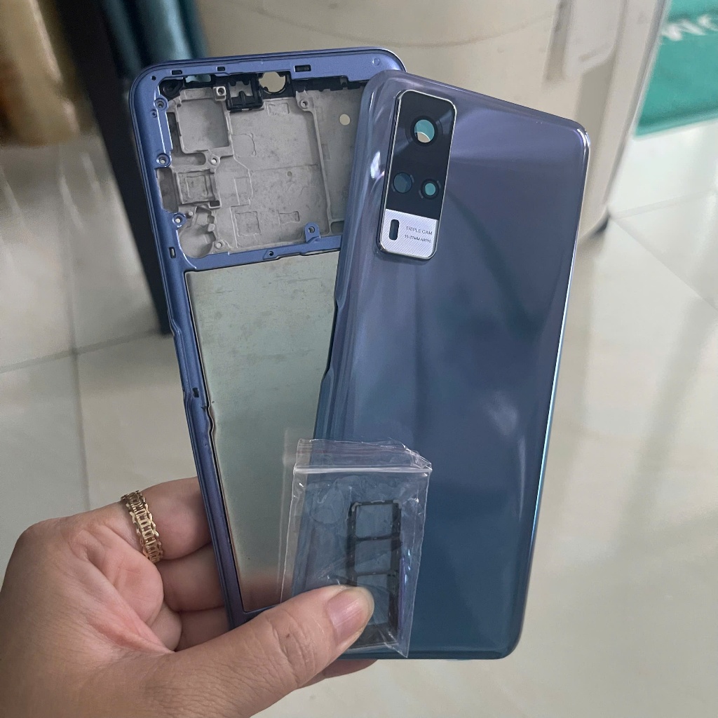bộ vỏ vivo y53S ( , sườn ,maket, lưng, kính cam ,nút bấn có khe sim )