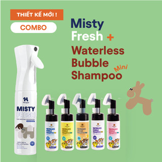  Combo sữa tắm khô chó mèo 130ml và xịt khử mùi khử khuẩn Misty Fresh 300ml - Hana Pet 