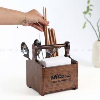 [KHẮC LOGO THEO YÊU CẦU] Khay gỗ đựng gia vị 3 ngăn, khay gỗ tiện lợi - LUXI DECOR