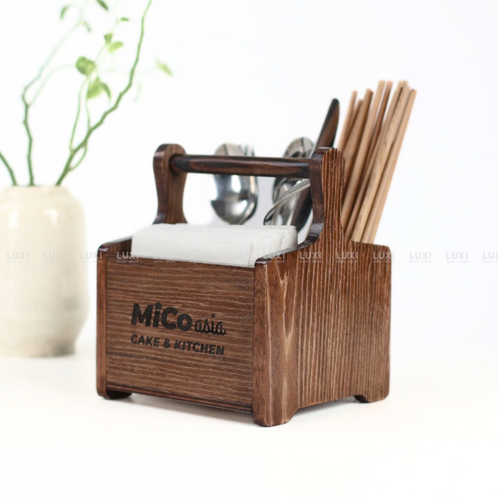 [KHẮC LOGO THEO YÊU CẦU] Khay gỗ đựng gia vị 3 ngăn, khay gỗ tiện lợi - LUXI DECOR